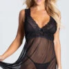 Nora Lace Empire Babydoll Set -Forplay Shop OL 75 10789 BLACK PS10082019 3 a