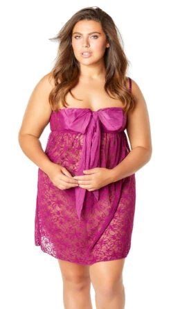 Plus Size Abelina Lace Empire Waist Babydoll Set -Forplay Shop OL 75 10853X AMH ALT HR 2018OCT