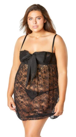 Plus Size Abelina Lace Empire Waist Babydoll Set -Forplay Shop OL 75 10853X BK ALT HR 2018OCT