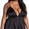 Playboy Plus Size Breathless Satin Babydoll -Forplay Shop PB PBL4015X BLK 2 YANDY PS06282021