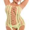 Plus Size Neon Net Bodystocking -Forplay Shop PL 27042X YEL Fake News Bodystocking 3530 2020FEB18467