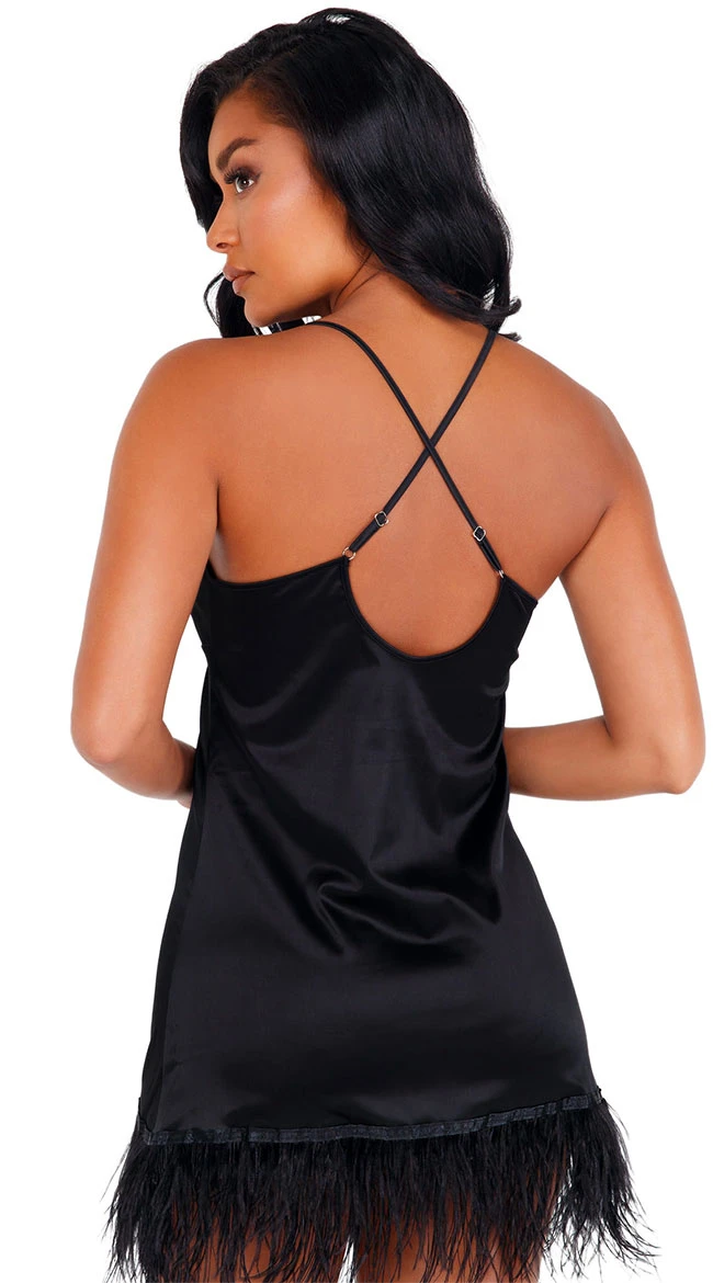 Roma Ostrich Feather Satin Chemise 4 Roma Ostrich Feather Satin Chemise - Image 2