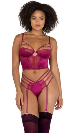 Roma Satin Sensations Bralette Set 12 Roma Satin Sensations Bralette Set -Forplay Shop RM LI460 RedFuchsia 2021DEC43200