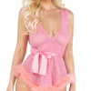 Roma Deep Connections Mesh Babydoll -Forplay Shop RM LI482 Pink 2021DEC43200