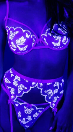 Roma Butterfly Glow Bra And Garter Set -Forplay Shop RM LI604 GD 2 APR2023