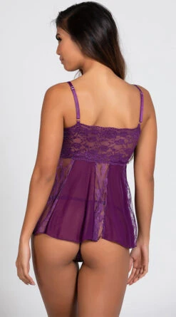 Sheer Stretch Lace Babydoll Set -Forplay Shop SO 96120 PURPLE 10 PS01242019