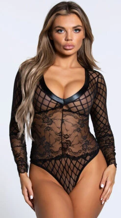 Geometric Mesh And Lace Teddy