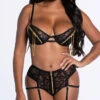 Gold Zipper Bra Set -Forplay Shop ST 10874 BLK 2 YANDY PS10202021 Edit