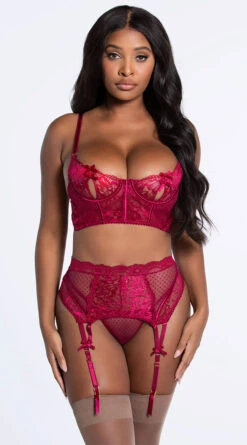 On Point Mesh And Lace Bra Set -Forplay Shop ST 10887 RED 3 YANDY PS10202021 Edit