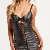 Faux Leather Lace-Up Chemise Set 1 Faux Leather Lace-Up Chemise Set -Forplay Shop ST 11492 BLACK F 2023MAY