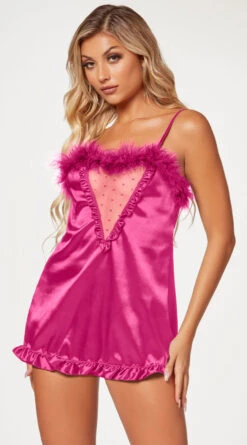 Fuzzy Silk Chemise Set -Forplay Shop ST 11506 PINK F 2023MAY