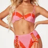 Two Tone High Waisted Bra Set -Forplay Shop ST 11518 PINKRED F 2023MAY
