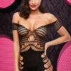 Off-The-Shoulder Fishnet Mini Dress 2 Off-The-Shoulder Fishnet Mini Dress -Forplay Shop XG LC 93 BK F 2022JULY50527