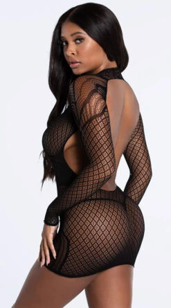 Long Sleeve Geometric Mini Dress -Forplay Shop XG LC 56 BLK 7 YANDY PS10202021