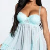 Yandy Walk It Off Aqua Babydoll Set