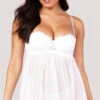 Yandy Walk It Off White Babydoll Set -Forplay Shop YB 518100 WHT UNDERWIRE BABYDOLL SET WHITE 3435