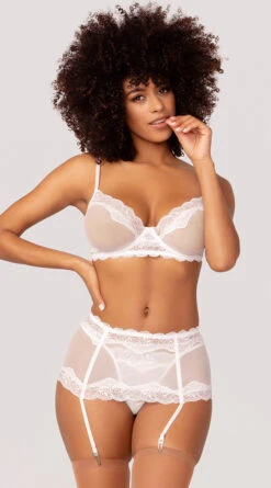 Yandy Classic Beauty Bra And Garter Set -Forplay Shop YDR YNDY 0012 BRA GARTER BELT G STRING SET WHITE 9