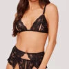Yandy Sneak A Peek Bra Set -Forplay Shop YDR YNDY 0013 BRA GARTER BELT G STRING SET BLACK 1154