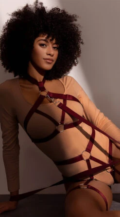 Yandy Tied To Submission Harness Set 20 Yandy Tied To Submission Harness Set -Forplay Shop YDR YNDY 0014 ELASTIC PLAYSET WRIST RESTRAINTS LEASH MERLOT 01172023 1015