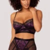 Yandy Midnight Beauty Bra And Garter Set -Forplay Shop YDR YNDY 0016 BRA GARTER BELT G STRING SET PLUM BLACK 4