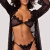 Yandy Simply Sexy Robe And Bra Set -Forplay Shop YDR YNDY 003 BRA PANTY ROBE SET BLACK 35