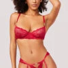 Yandy A Touch Extra Bra Set -Forplay Shop YO 40 11819 LACE BRA SET GARTER RED 5076