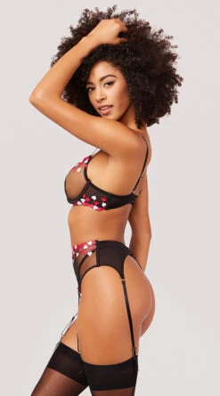 Yandy Love On You Garter Set -Forplay Shop YO 41 11658 GARTER SET BLACK RED HEARTS 4235