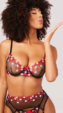 Yandy Love On You Garter Set -Forplay Shop YO 41 11658 GARTER SET BLACK RED HEARTS 4262