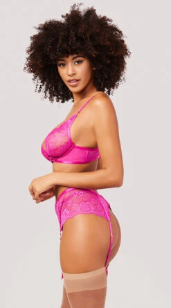 Yandy Laced With Luxury Bra Set -Forplay Shop YO 41 11769 BRA SET GARTER LACE PINK 5242