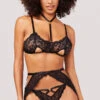 Yandy Viewer Discretion Bra Set -Forplay Shop YO 41 11808 LACE BRA SET STRAPPY BLACK 4703