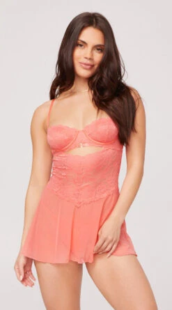 Yandy Sweet As Can Peach Babydoll Set -Forplay Shop YO 74 11659 PEACH 1028 Yandy PS05032022