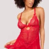 Yandy Sweet And Sexy Babydoll Set -Forplay Shop YO 74 11755 LACE MESH BABYDOLL BOW CUTOUT RED 2950