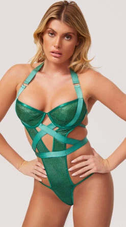 Yandy Glittering Passion Teddy -Forplay Shop YR E7282 TEDDY LINGERIE GREEN 2517