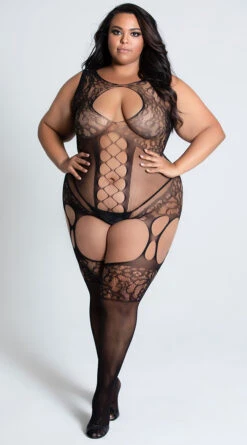 Plus Size I Kid You Net Bodystocking -Forplay Shop YT 818JT169Q BLACK 4 PS12222020